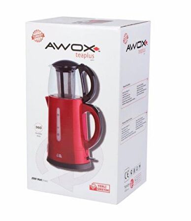 Awox Teaplus (6 ADET) Elektrikli Cam Demlikli Çaycı Çay Makinesi KIRMIZI 3100 ML 2000 WATT