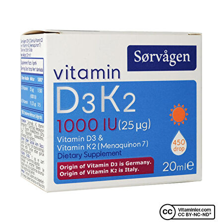 Sorvagen Vitamin D3K2 20 mL Damla - AROMASIZ