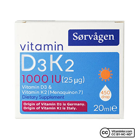 Sorvagen Vitamin D3K2 20 mL Damla - AROMASIZ