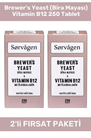 Sorvagen Brewer's Yeast (Bira Mayası) Vitamin B12 250 Tablet - 2 Adet