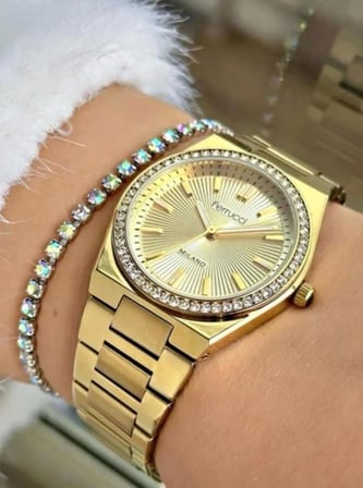 Ferrucci Zirkon Taşlı Çelik Kordon ve Kasa Klasik Model Kadın Kol Saati