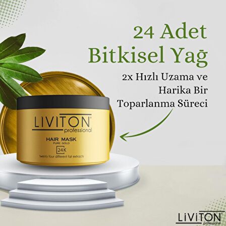 Saç Maskesi 24 Bitkisel Yağ ile Pure Gold Serisi Altın 300ml