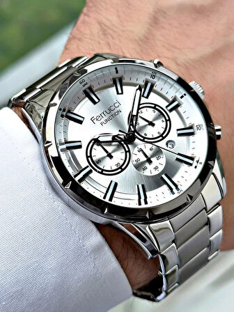 Ferrucci Fonksiyonlu&Takvimli Silver Renk Çelik Erkek Kol Saati
