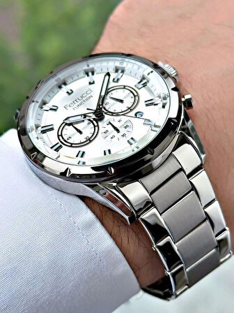 Ferrucci Fonksiyonlu&Takvimli Silver Renk Çelik Erkek Kol Saati