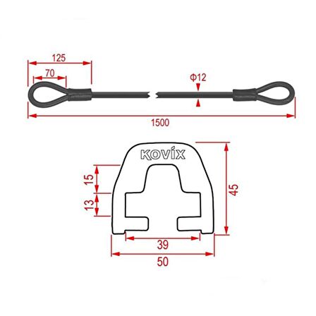 Kovix KZA-150 Çelik Kilit + Kd6 Bağlantı Adaptörü