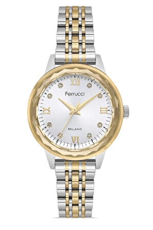 Ferrucci Jübile Kordon Kesme Camlı Çelik Kadın Kol Saat+Bileklik Hediyeli