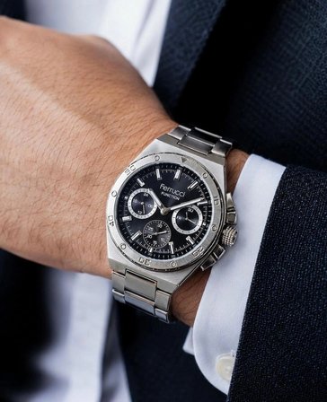 Ferrucci Spor Model Çelik Kordon ve Kasa Fonksiyonlu ve Takvimli Erkek Kol Saati