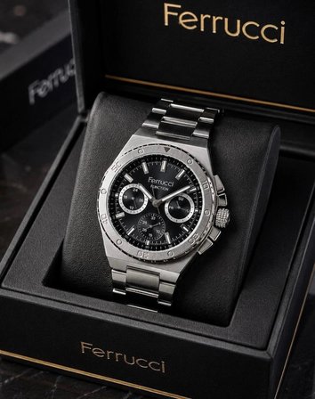 Ferrucci Spor Model Çelik Kordon ve Kasa Fonksiyonlu ve Takvimli Erkek Kol Saati