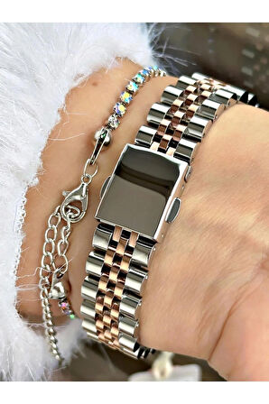 Ferrucci Taşlı Şık Kadran Takvimli Kadın Kol Saati+Bileklik Hediyeli