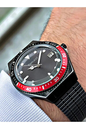 Ferrucci İnce Bilekli Erkeklere Özel Kasa Çap 42 mm Siyah Takvimli Kol Saati