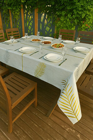 Modern Yaprak Desenli Masa Örtüsü Su Geçirmez Kolay Silinebilir PVC Sofra Örtüsü Şık ve Lüks Tasarım