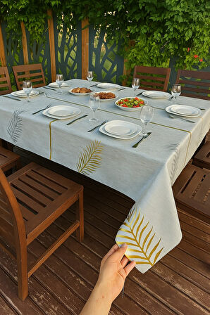 Modern Yaprak Desenli Masa Örtüsü Su Geçirmez Kolay Silinebilir PVC Sofra Örtüsü Şık ve Lüks Tasarım