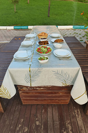 Modern Yaprak Desenli Masa Örtüsü Su Geçirmez Kolay Silinebilir PVC Sofra Örtüsü Şık ve Lüks Tasarım