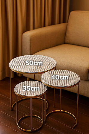 Modern Tasarım Dekoratif 3’lü Sehpa Örtüsü Takımı Pvc Çeyizlik Salon Seti Silinebilir Leke Tutmaz