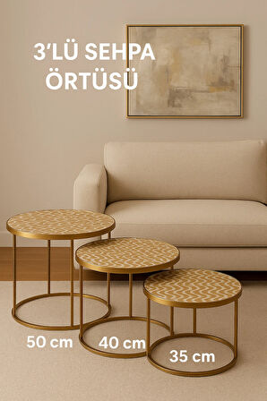 Kullanışlı ve Dekoratif 3’lü PVC Sehpa Örtüsü Takımı Şık Tasarım Oturma Odası Seti Silinebilir