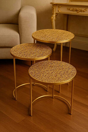 3’lü Sehpa Örtüsü Seti Modern Şık Tasarım Kolay Silinebilir Leke Tutmaz PVC çeyizlik örtü