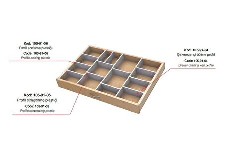 Mesan Çekmece İçi Bölme Profili Gri
