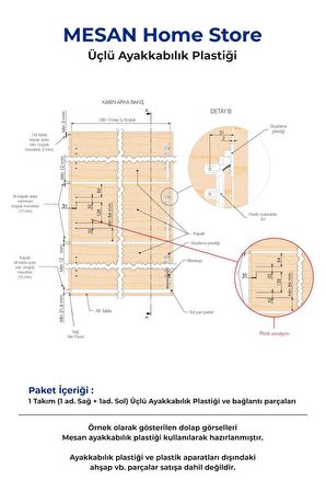 Mesan Ayakkabılık 3'Lü Plastik Beyaz (Sağ-Sol) (0024)