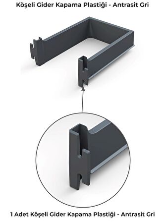 Mesan Köşeli Gider Kapama H:70mm Antrasit
