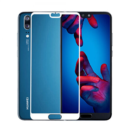 Huawei P20 Uyumlu Ön Koruma 9H Nano Ekran Koruyucu (Beyaz)