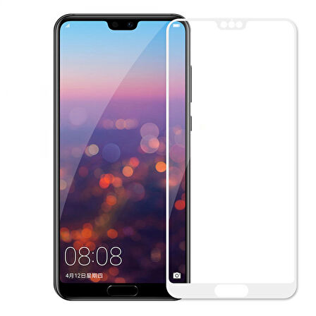 Huawei P20 Lite Uyumlu Ön Koruma 9H Nano Ekran Koruyucu (Beyaz)