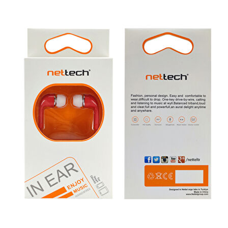 Nettech NT-112 3.5 Jack Girişli Kulak İçi Kulaklık (Kırmızı)
