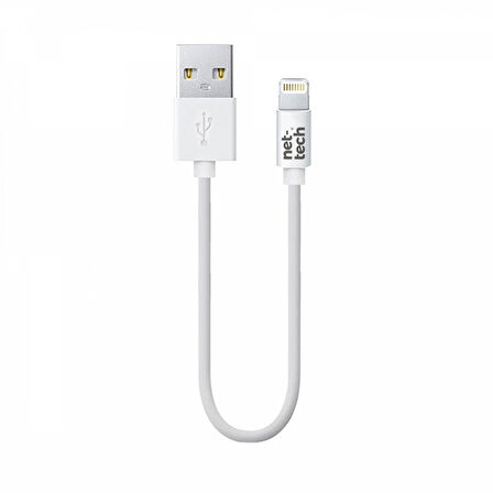 Nettech NT-26 Plastik 20 Cm Lightning Şarj ve Data Kablosu (Beyaz)