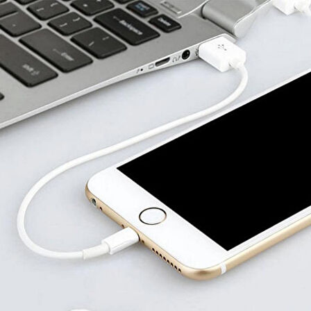 Nettech NT-26 Plastik 20 Cm Lightning Şarj ve Data Kablosu (Beyaz)