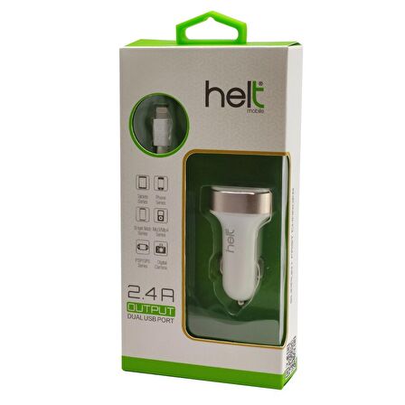 Helt HT-17 2100 mA 2 Çıkışlı Araç Şarj Cihazı + Lightning Kablo