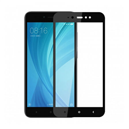 Xiaomi Redmi 5A Uyumlu Ön Koruma Temperli Cam Ekran Koruyucu (Siyah)