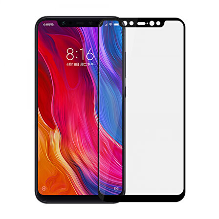 Xiaomi Mi 8 Uyumlu Ön Koruma Temperli Cam Ekran Koruyucu (Siyah)