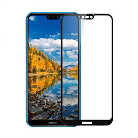 Huawei P20 Lite Uyumlu Ön Koruma Temperli Cam Ekran Koruyucu (Siyah)