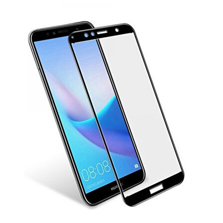 Huawei Y6 2018 Uyumlu Ön Koruma Temperli Cam Ekran Koruyucu (Siyah)