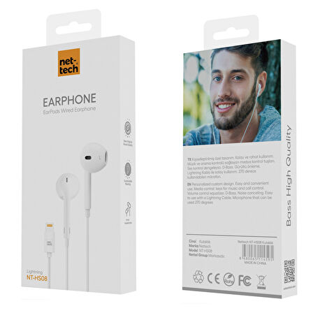 Nettech NT-HS08 Tak Çalıştır Kablolu Kulak İçi Kulaklık (Beyaz)