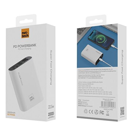 Nettech NT-PW24 22.5W 4 Çıkışlı 20000 MAh Taşınabilir Powerbank