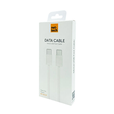 Nettech NT-DC17 60W İp Örgü 100 Cm Type-C To Type-C Şarj ve Data Kablosu (Beyaz)