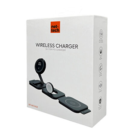 Nettech NT-WCH03 3in1 15W Kablosuz Wireless Şarj