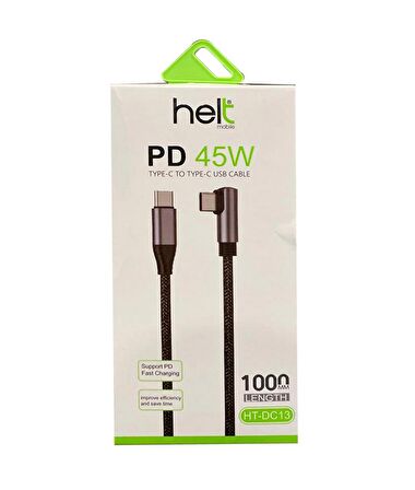 Helt HT-DC13 PD 45W İp Örgü 100 Cm Type-C Şarj Data Kablosu