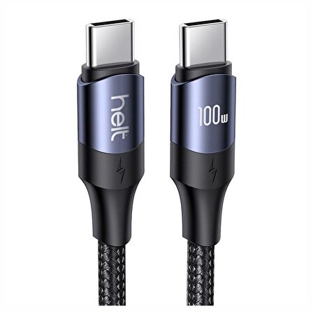 Helt HT-DC15 100W PD İp Örgü 120 Cm Type-C To Type-C Şarj Data Kablosu