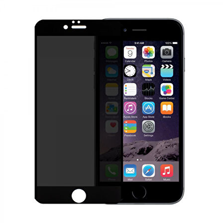 iPhone 6 Plus / 6S Plus Uyumlu Privacy Ön Koruma Temperli Hayalet Cam Ekran Koruyucu (Siyah)