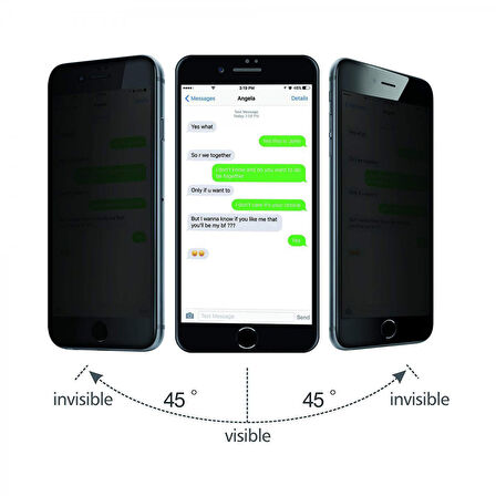 iPhone 7 Uyumlu Privacy Ön Koruma Temperli Hayalet Cam Ekran Koruyucu (Beyaz)
