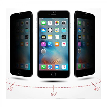 iPhone 7 Plus Uyumlu Privacy Ön Koruma Temperli Hayalet Cam Ekran Koruyucu (Siyah)