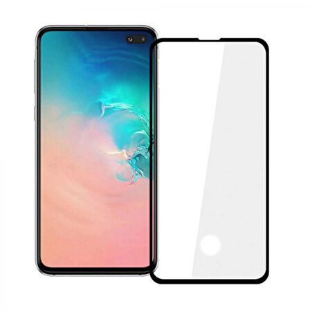 Samsung Galaxy S10 Plus Uyumlu Full Glue Temperli Cam Ekran Koruyucu (Siyah)
