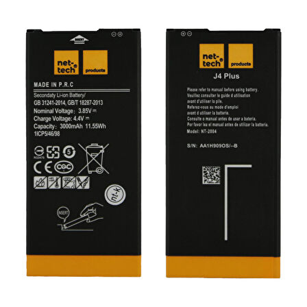 Teknonet Samsung Galaxy J4 Plus Uyumlu Nettech 3000 MAh Batarya NT-32414