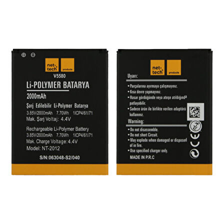 Teknonet Vestel Venüs V3 5580 Uyumlu Nettech NT-32457 2000 MAh Batarya NT-32457