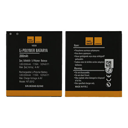 Teknonet Vestel Venüs V3 5530 Uyumlu Nettech NT-32458 2000 MAh Batarya NT-32458