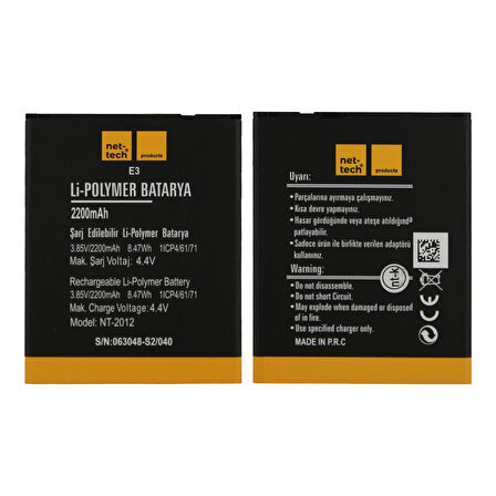 Teknonet Vestel Venüs E3 Uyumlu Nettech NT-32459 2200 MAh Batarya NT-32459