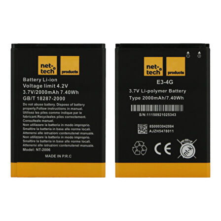 Teknonet General Mobile GM4 Uyumlu Nettech 2000 MAh Batarya NT-32460