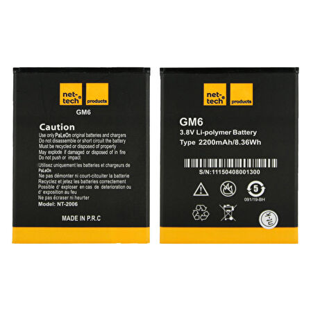 Teknonet General Mobile GM6 Uyumlu Nettech NT-2006 2200 MAh Batarya NT-32463