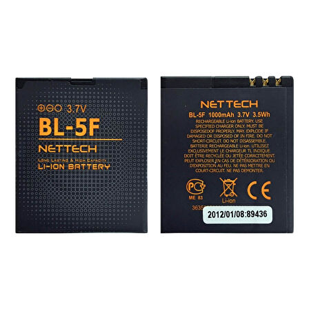 Teknonet Nokia E65 Uyumlu Nettech BL-5F 1000 MAh Batarya NT-2529